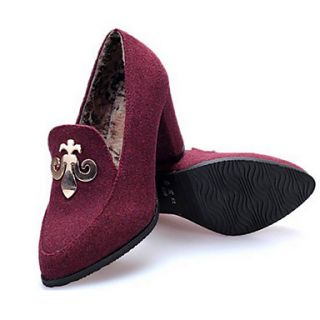 Hushan Womens Stylish Metal Decorate Faux PU Leather Stiletto Shoes(Wine)