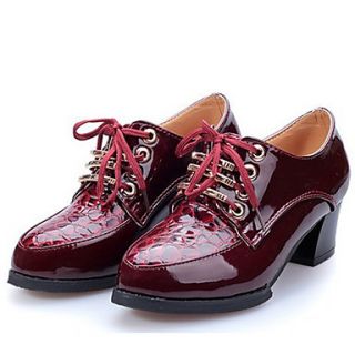Hushan Womens Faux PU Leather Mid Heel Shoes(Wine)