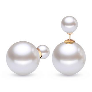 Elegant Sterling Silver And White Imitation Pearl Round Womens Earring