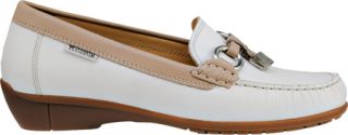 Womens Mephisto Doris   White/Light Taupe Leather Ornamented Shoes