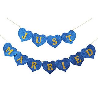 JUST MARRIEDVintage Glisten Sponge Paper Wedding Banner   Set of 13 Pieces (More Colors,2M Rope Included)