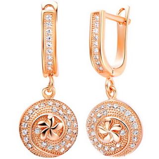 Fashionable Gold Or Silver Plated With Cubic Zirconia Round Drop Womens Earrings(More Colors)