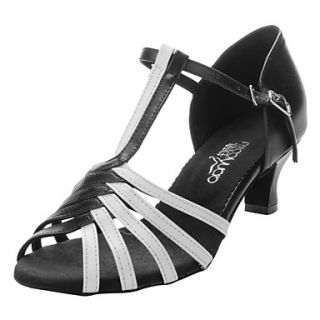 Womens Leatherette Color Block Ankle Strap Sandals Latin Dance Shoes