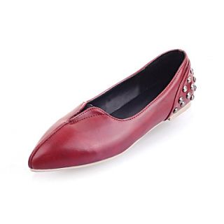 Leatherette Womens Flat Heel Comfort Flats Shoes with Rivet(More Colors)