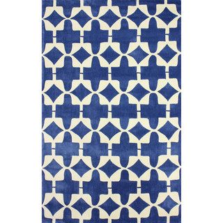 Nuloom Handmade Links Trellis Polyester Blue Rug (76 X 96)