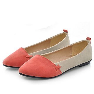 Hushan Womens Casual Faux PU Leather Comfort Flat Shoes(Red)