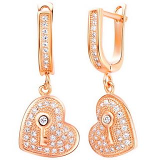 Sweet Gold Or Silver Plated With Cubic Zirconia Heart Drop Womens Earrings(More Colors)
