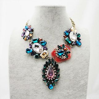 Womens Fashion Resin Stone Glass Gem Diamond Necklace