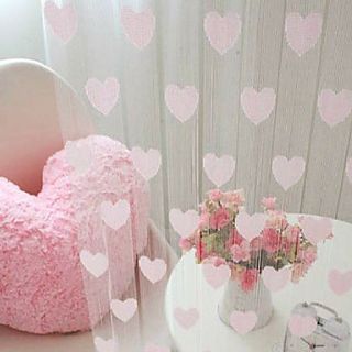 Romantic Fabric Hearts Decorated Curtain Line   Three Colors Available (39W × 78L)