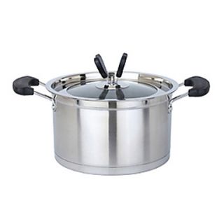 5 QT Stainless steel Soup Pot with Glass Cover, Dia 22cm x H12cm