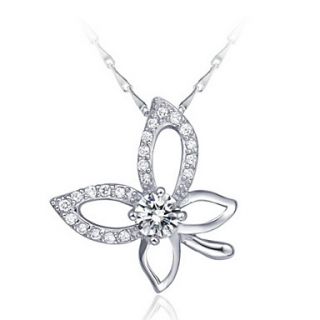 Vintage Flower Shape Womens Slivery Alloy Necklace With Rhinestone(1 Pc)