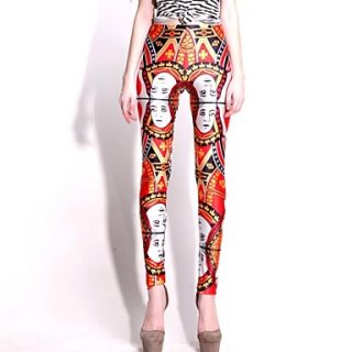 Elonbo Red Heart Cards Style Digital Painting High Women Free Size Waisted Stretchy Tight Leggings