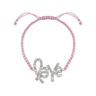 Bridge Jewelry Pink Braided Cord Love Bracelet Pure Silver Plated
