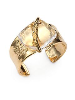 Alexis Bittar Lucite & Crystal Cuff Bracelet/Light Goldtone   Gold