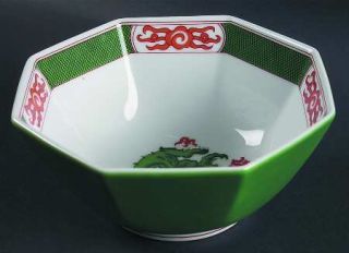 Fitz & Floyd Dragon Crest Green 6 Octagonal Vegetable Bowl, Fine China Dinnerwa