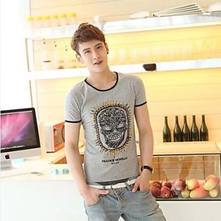 Mens Round Collar Casual Short Sleeve Fashion T shirt(Except Acc)