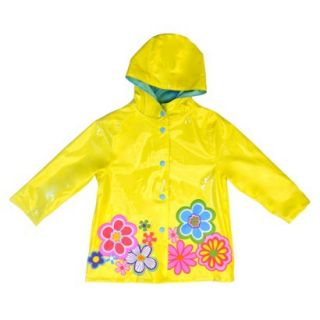 Raindrops Infant Toddler Girls Floral Raincoat   Yellow 2T