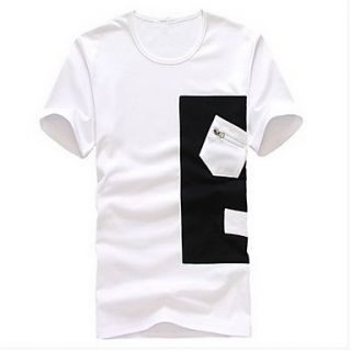 Mens Round Neck Casual Short Sleeve Side Pocket T shirt (Neckline Label Random)