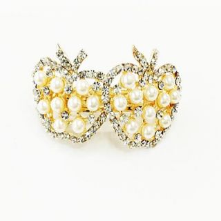 Fashion Bling Shinning Diamond Pearl Apple for Women Hairpin Jewelry Accessories