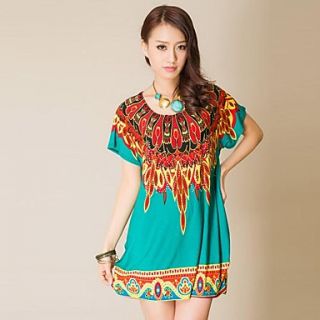 Printed Rhinestone Peacock Feather Dress in Women in Southeast Asia(Tailoring Random)