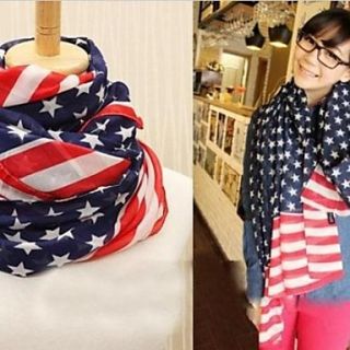 Womens Big Stripe Stars American Flag Design Scarves