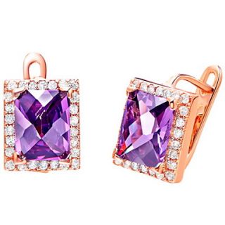 Charming Gold Plated Gold With Cubic Zirconia Square Shape Womens Earring(More Colors)