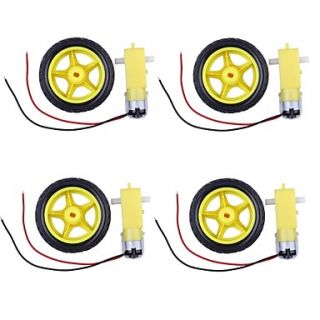 2 in1 TT Motor Wheel for DIY Robot Set  Yellow Black (4 PCS)