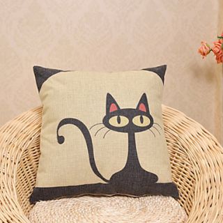 Cute Cartoon Black Cat Pattern Decorative Pillow With Insert