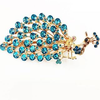 Fashion Diamond Blue Peacock Shining for Women Hair Accessories Jewelry