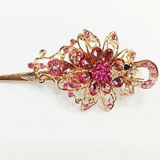Fashion Diamond Pink Flower Phoenix Peacock Shining for Women Hairpin Accessories Jewelry