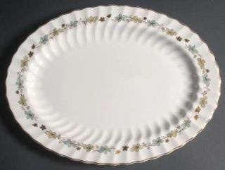 Royal Doulton Piedmont 16 Oval Serving Platter, Fine China Dinnerware   Teal,Gr