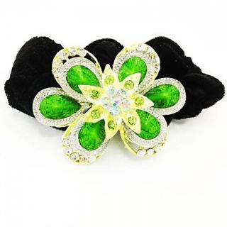 Fashion Bling Shinning Diamond Green Flower for Women Hairpin Headband Jewelry Accessories