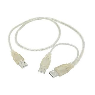 Transparent USB 2.0 Y Type Splitter Data Cable 1 Male to 2 Male for external Mobile hard disk Drive with Extral Power