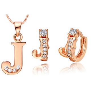 Stylish Silver Plated Silver With Cubic Zirconia J Womens Jewelry Set(Including Necklace,Earrings)(Gold,Silver)