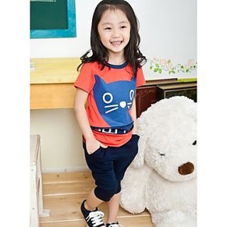 Girls Round Collor Cartoon Clothing Sets