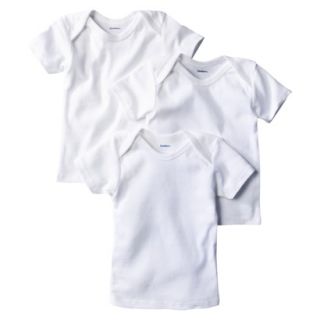Gerber Onesies Newborn Short sleeve 3 Pack Lap Shoulder Tee   White 24M