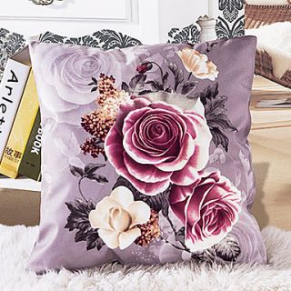 Graceful Rose Pattern Gray Decorative Pillow With Insert