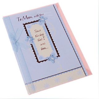 Blue Side Fold Greeting Card with Butterfly for Mothers Day