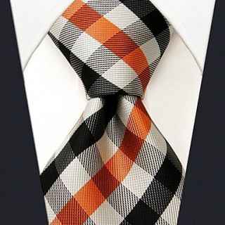 Mens Casual Silk Multi Color Check Pattern Necktie