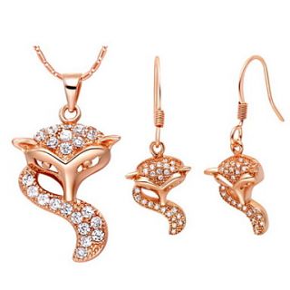 Charming Silver Plated Silver With Cubic Zirconia Fox Womens Jewelry Set(Including Necklace,Earrings)(Gold,Silver)