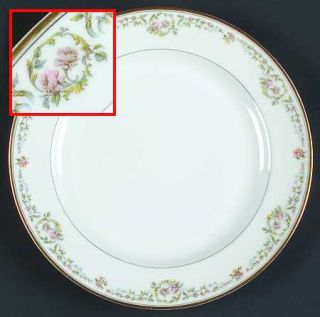 Haviland Antoinette (Gold Tr, White) Dinner Plate, Fine China Dinnerware   Pink,