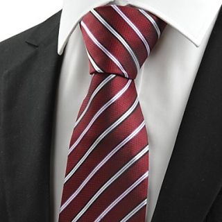 Luxury Striped Dark Red Mens Tie Necktie for Wedding Occasion Holiday Gift