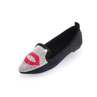 Leatherette Womens Flat Heel Comfort Loafers Shoes with Rhinestone(More Colors)