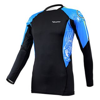 KOOPLUS Blue Wings Mens Black Fitness Elastic Skinny Quick dry Long Sleeve Cycling Shirt