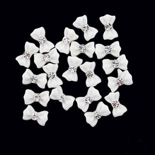20PCS 3D White Resin Rhinestone Bowknot Nail Decorations