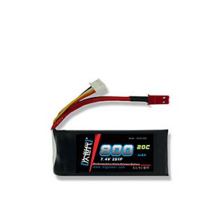 DLG 7.4V 2S 800mAh 20C Li Po Battery(JST Plug)