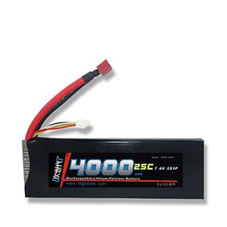 DLG 7.4V 2S 4000mAh 25C Li Po Battery(T Plug)