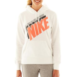 Nike Stacked Pullover Hoodie, White, Womens