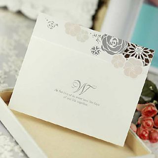 Floral Style Wedding Invitation   Set of 50