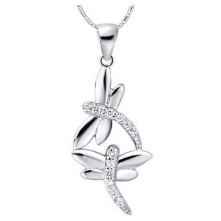 Vintage Dragonfly Shape Slivery Alloy Necklace With Rhinestone(1 Pc)